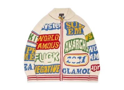 Supreme x HYSTERIC GLAMOUR Logos Zip Up Sweater "Natural"