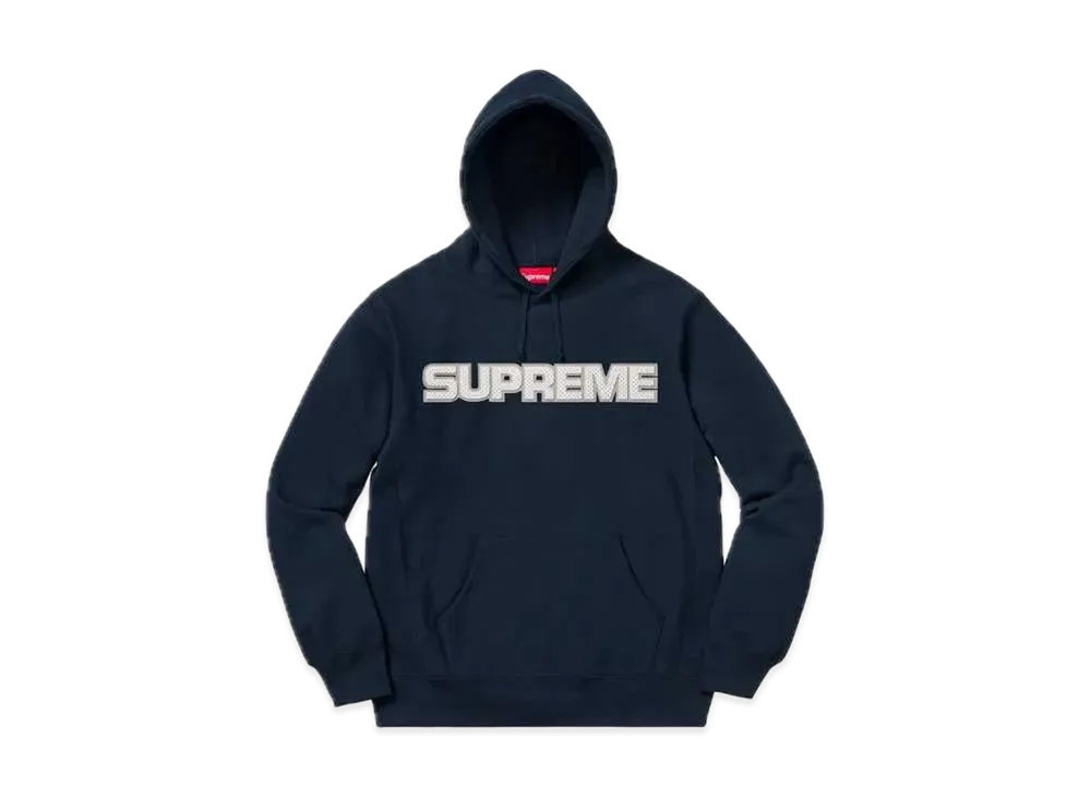 Supreme Perforated Leather Hooded Sweatshirt "Navy"