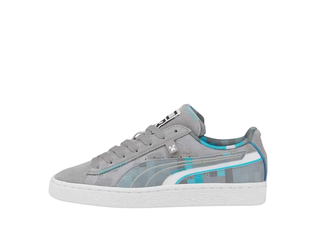 マインクラフト × プーマ JR スウェード "グレー ヴァイオレット/ブルー アトール"