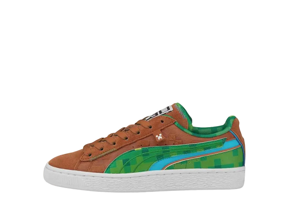 マインクラフト × プーマ JR スウェード "フライアー ブラウン/ファーン グリーン"