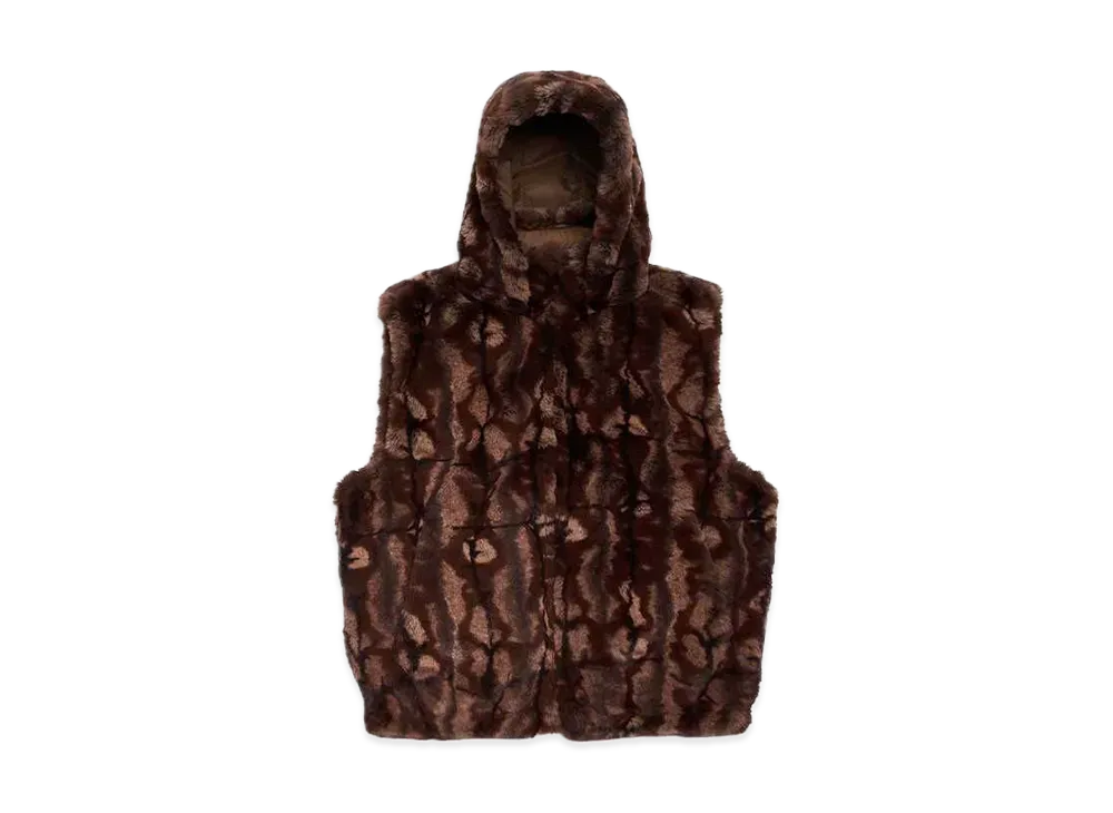 Supreme Faux Fur Hooded Vest "Brown"