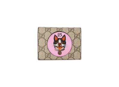GUCCI Bosco Applique GG Supreme Card Case "Pink"