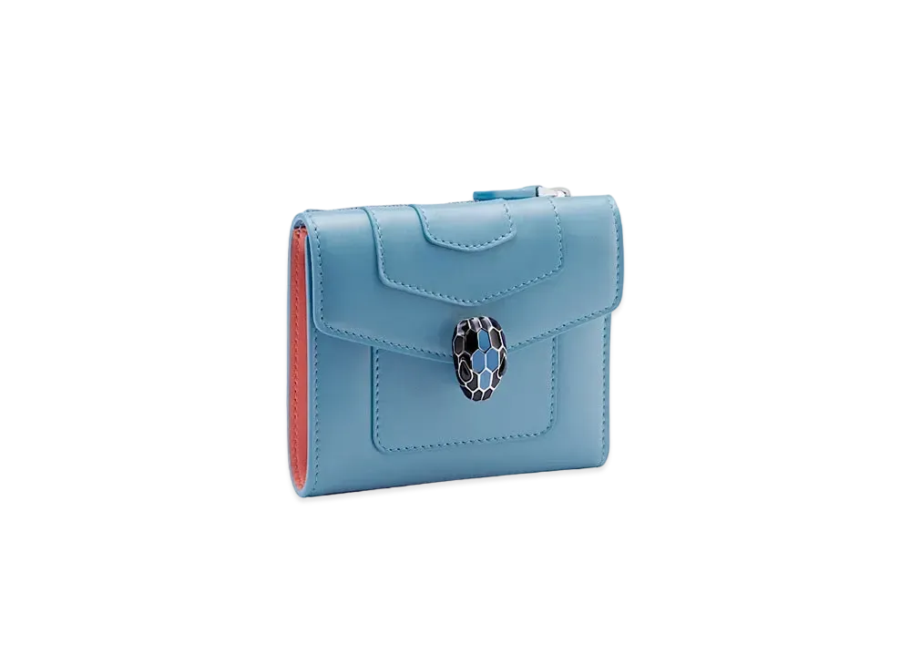 BVLGARI Serpenti Forever Trifold Wallet "Blue"