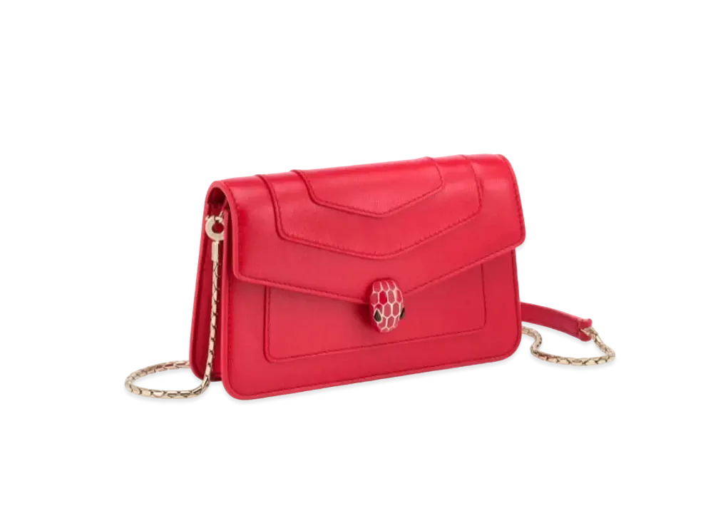 BVLGARI Serpenti Forever Chain Wallet "Red"