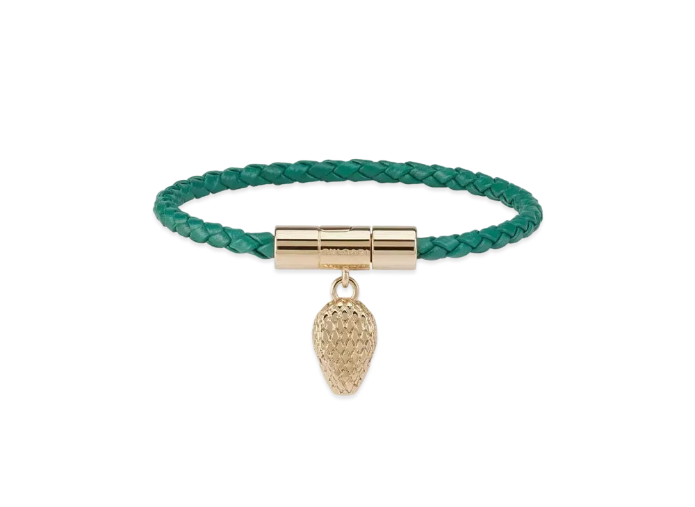 BVLGARI Serpenti Forever Leather Bracelet "Green"