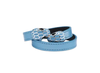 BVLGARI Serpenti Forever Leather Bracelet "Blue"