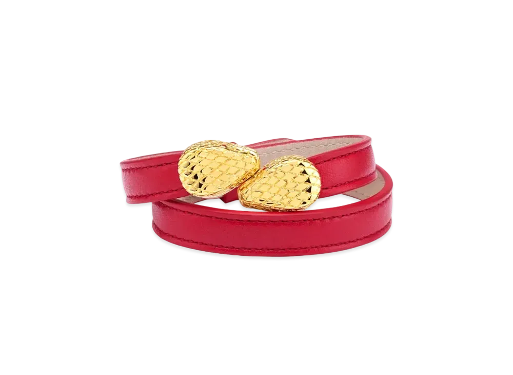 BVLGARI Serpenti Forever Leather Bracelet "Red"