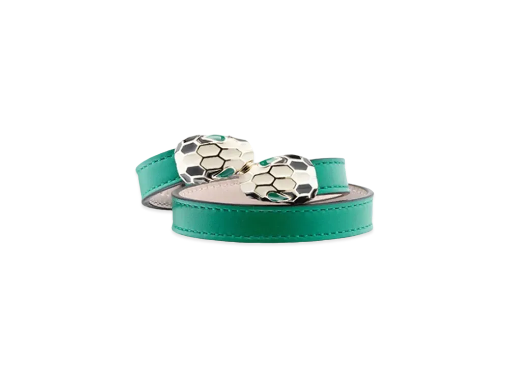 BVLGARI Serpenti Forever Leather Bracelet "Green"