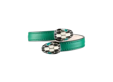 BVLGARI Serpenti Forever Leather Bracelet "Green"
