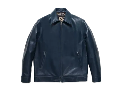 WACKO MARIA LEATHER SINGLE RIDERS JACKET "Blue"