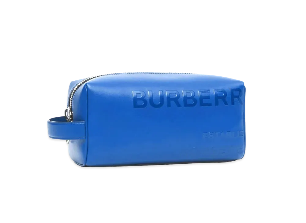 BURBERRY Horse Ferry Printed Leather Travel Pouch "Midnight Navy"