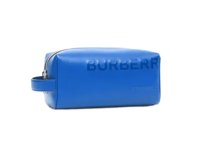 BURBERRY Horse Ferry Printed Leather Travel Pouch "Midnight Navy"