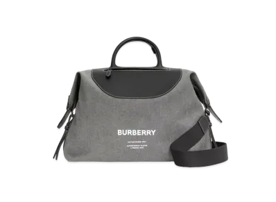 BURBERRY Horse Ferry Print Canvas & Leather Hold All "Black Grey"