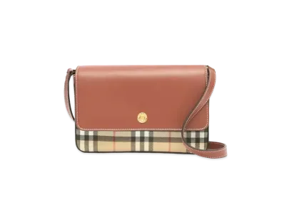 BURBERRY Biobase Vintage Check & Leather Penny Bag "Archive Beige/Tan"
