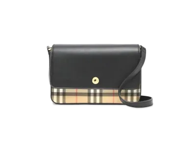BURBERRY Biobase Vintage Check & Leather Penny Bag "Archive Beige/Black"