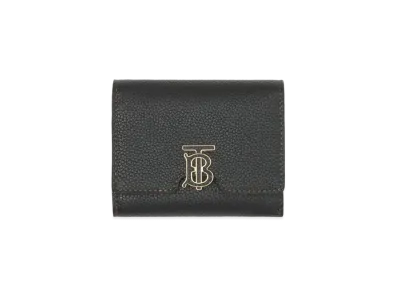 BURBERRY Monogram Motif Grainy Leather Folding Wallet "Black"