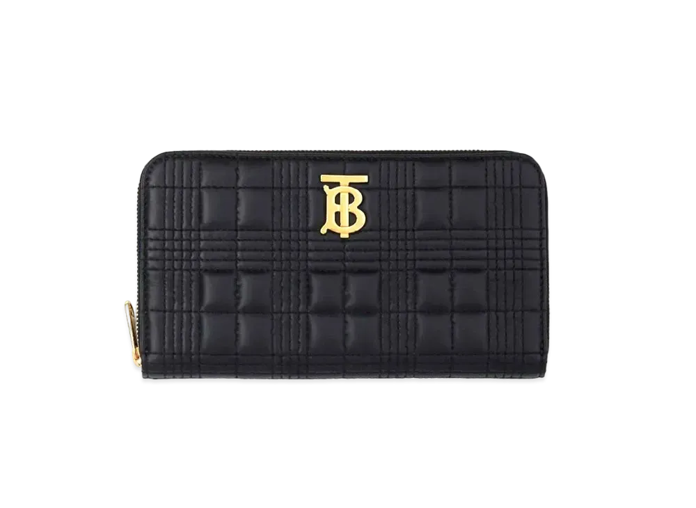 バーバリー キルティング ラムスキン ローラ ラウンドジップウォレット "ブラック" P80492851