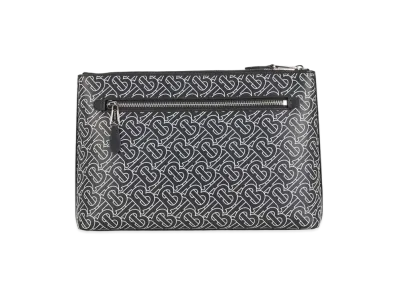 BURBERRY Monogram Print Leather Zip Porch "Black/White"