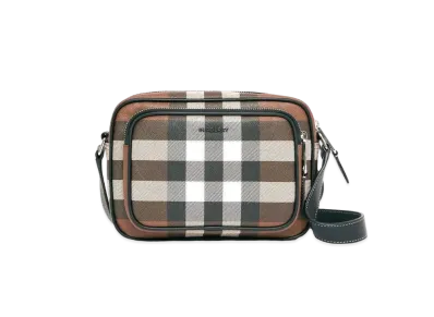BURBERRY Biobase Check Crossbody Bag "Dark Bachi Brown"