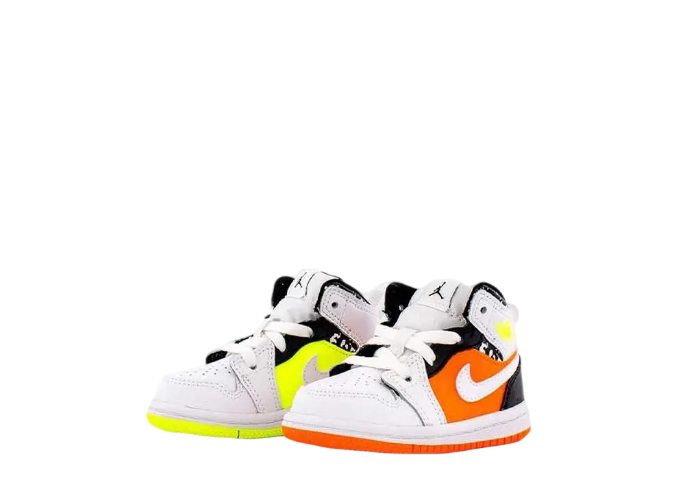 Nike TD Jordan 1 Mid "Hyper Crimson/Volt/White"