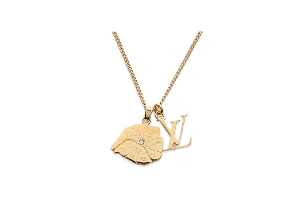 Louis Vuitton Map LV Initial City Necklace "Gold"