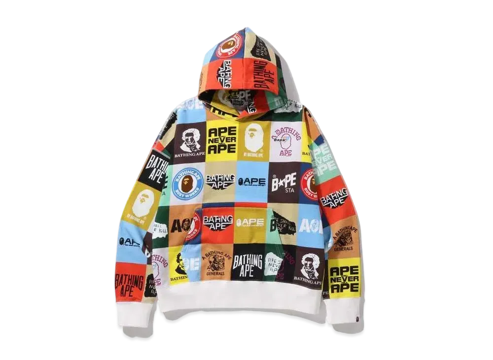 A BATHING APE CLASSIC LOGO LOOSE FIT PULLOVER HOODIE "Multi"