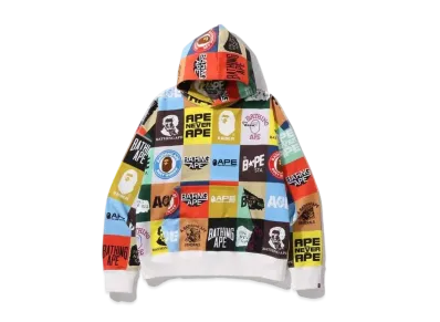 A BATHING APE CLASSIC LOGO LOOSE FIT PULLOVER HOODIE "Multi"
