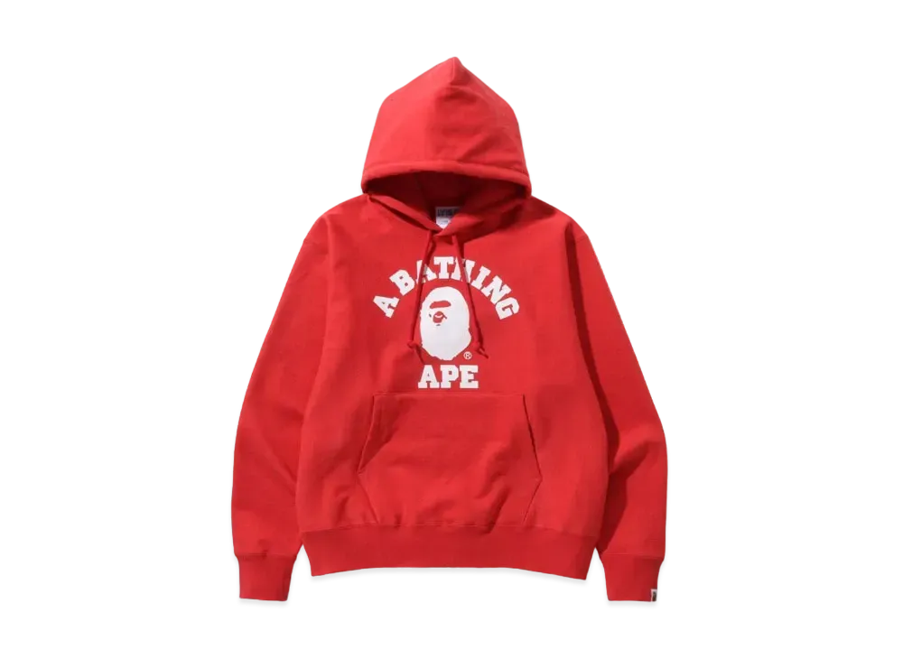 A BATHING APE CLASSIC COLLEGE RELAXED FIT PULLOVER HOODIE "Red"
