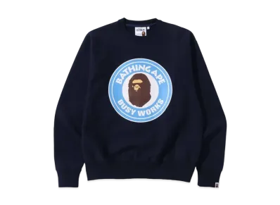A BATHING APE CLASSIC BUSY WORKS RELAXED FIT CREWNECK "Navy"
