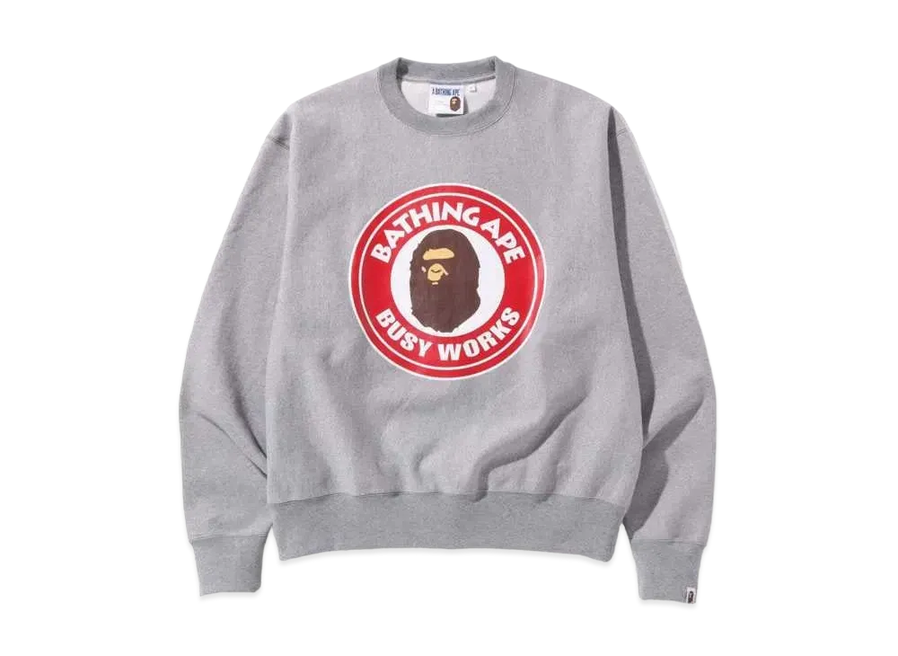 A BATHING APE CLASSIC BUSY WORKS RELAXED FIT CREWNECK "Gray"