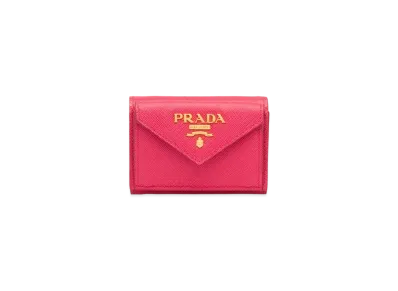 PRADA Small Saffiano Leather Wallet "Peony Pink"