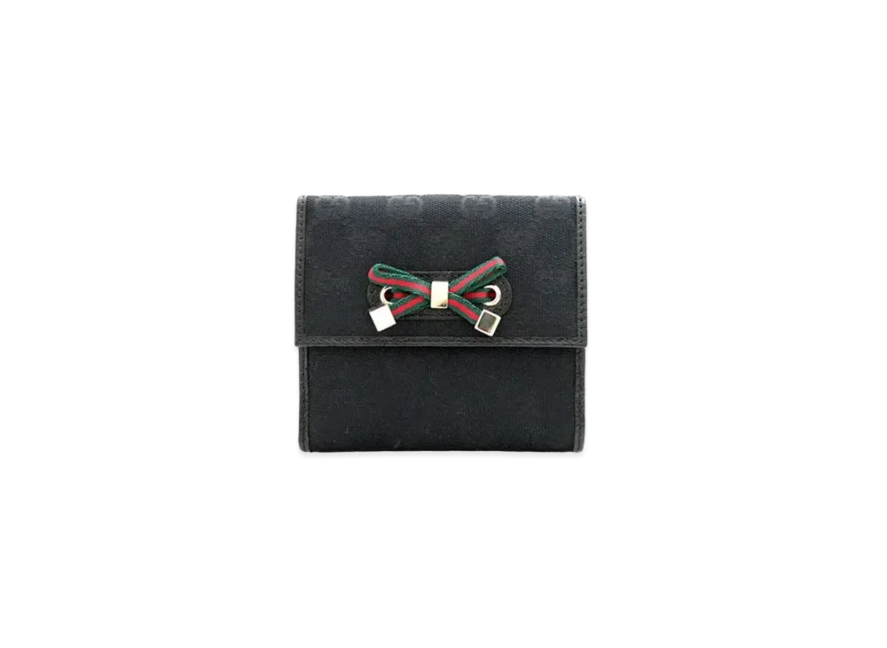 GUCCI GG Canvas Princy Ribbon Wallet "Black"