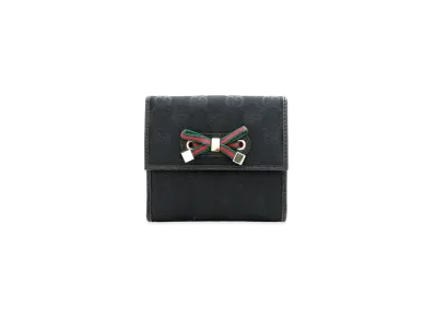 GUCCI GG Canvas Princy Ribbon Wallet "Black"
