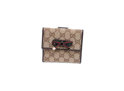 GUCCI GG Canvas Princy Ribbon Wallet "Beige"