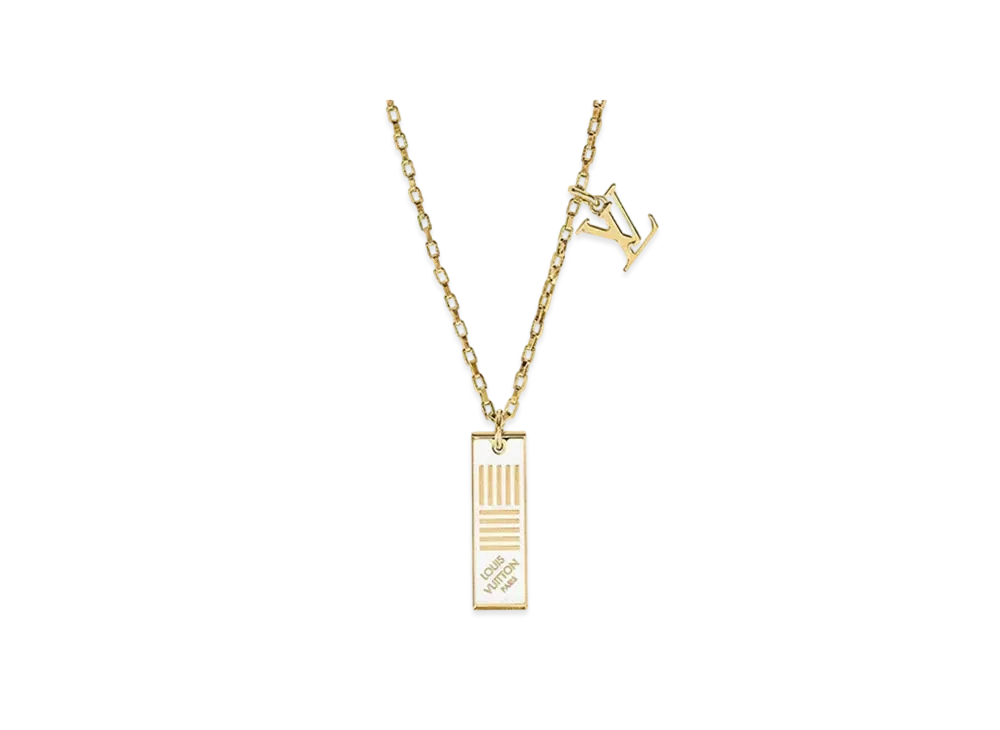 Louis Vuitton Damier White Necklace "Gold"