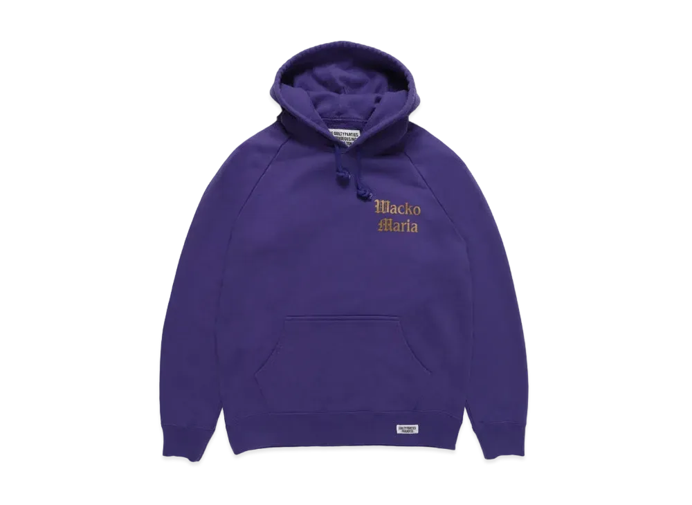 WACKO MARIA WASHED HEAVY WEIGHT PULL OVER HOODED SWEAT SHIRT "Purple"
