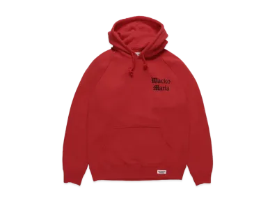 WACKO MARIA WASHED HEAVY WEIGHT PULL OVER HOODED SWEAT SHIRT "Red"