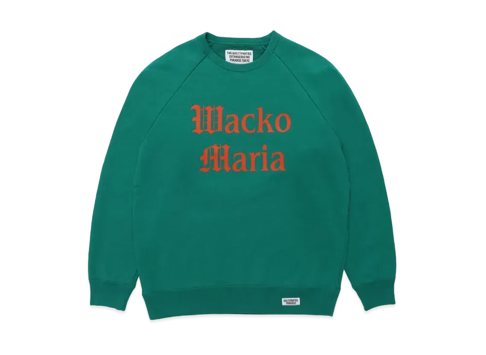 WACKO MARIA WASHED HEAVY WEIGHT SWEAT SHIRT "Green"