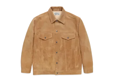WACKO MARIA SUEDE LEATHER TRUCKER JACKET "Beige"