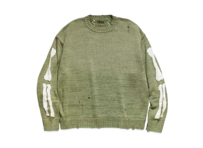 KAPITAL 5G COTTON KNIT BONE CREWS WEATER "Khaki"