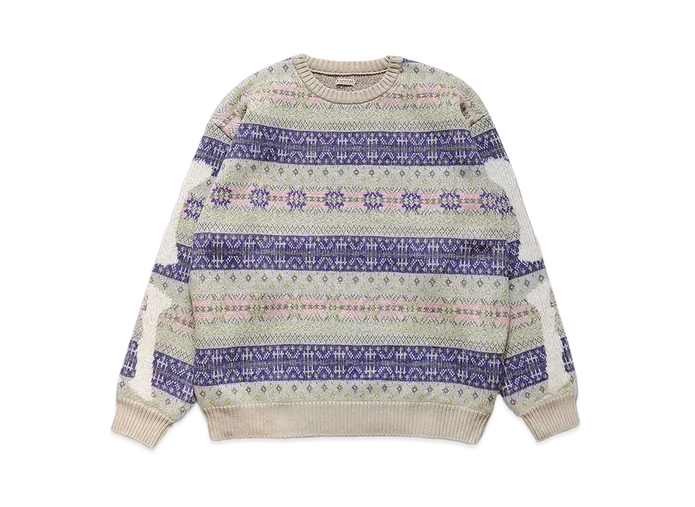 KAPITAL 7G WOOL FAIRISLE BONE CREWS WEATER "Purple"