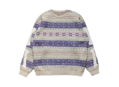 KAPITAL 7G WOOL FAIRISLE BONE CREWS WEATER "Purple"