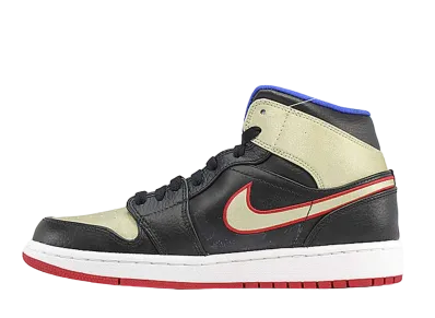 ナイキ エアジョーダン1 ミッド "ブラック/ジムレッド-メタリックゴールド"