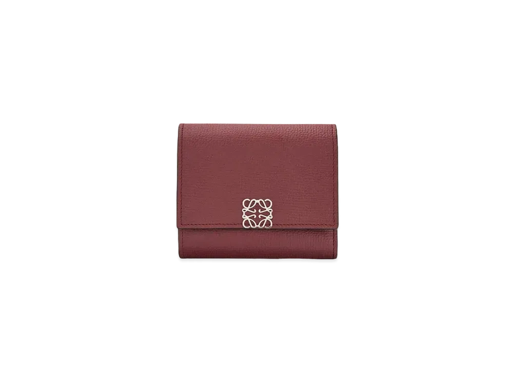 LOEWE Anagram Square 8cc Wallet In Grained Calfskin "Berry"