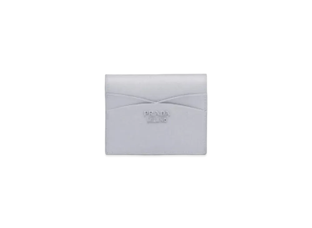 PRADA Small Saffiano And Leather Wallet "Blue"