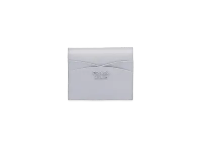 PRADA Small Saffiano And Leather Wallet "Blue"