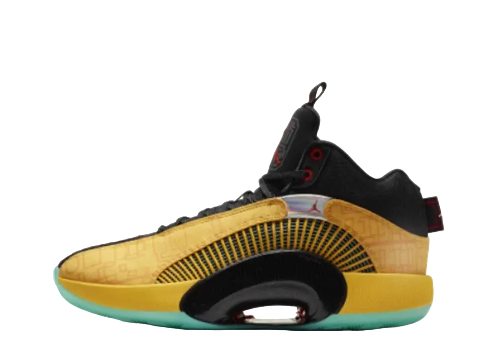 ナイキ ウィメンズ エアジョーダン35 ダイナスティー "ゴールド/ブラック レッド エメラルド"