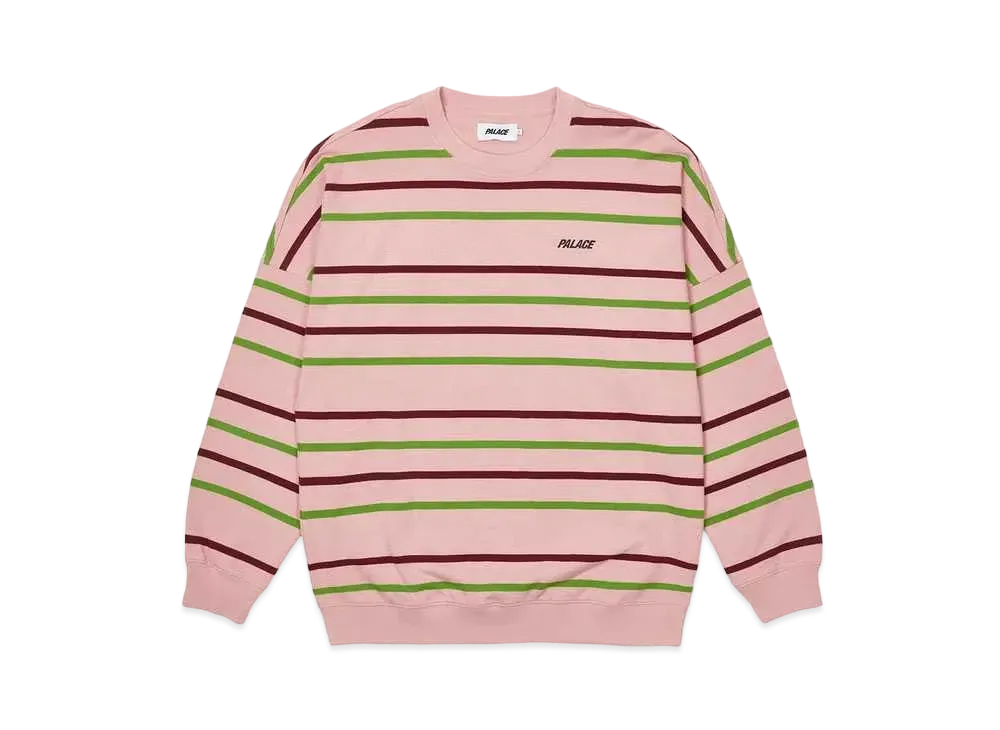 PALACE STRIPE DROP SHOULDER CREW "Pink"
