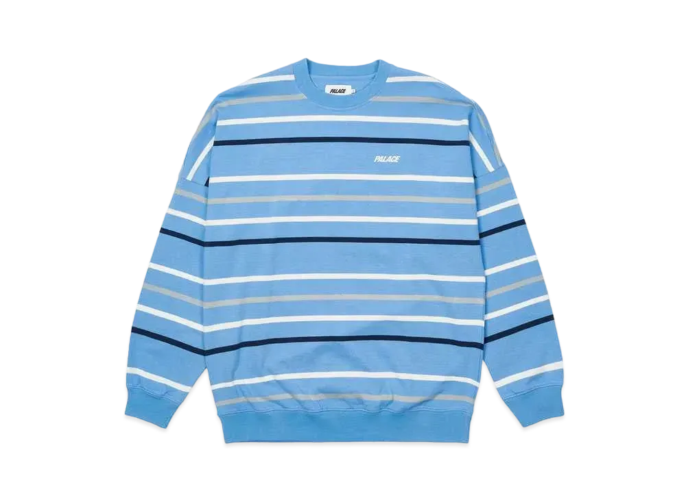 PALACE STRIPE DROP SHOULDER CREW "Blue"