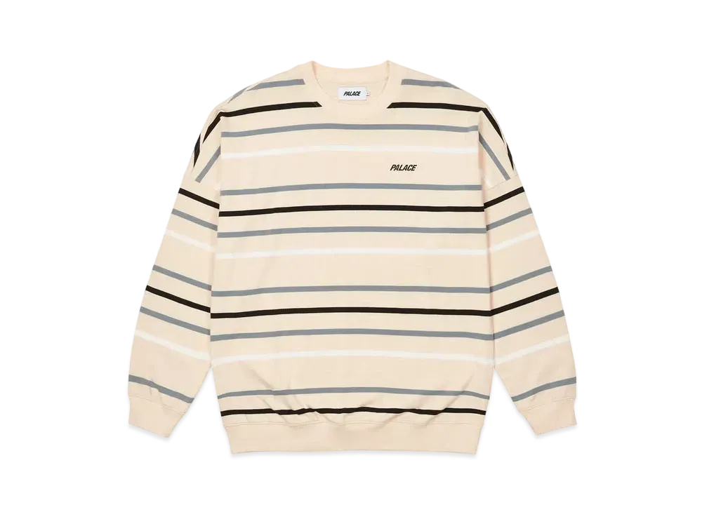 PALACE STRIPE DROP SHOULDER CREW "Stone"